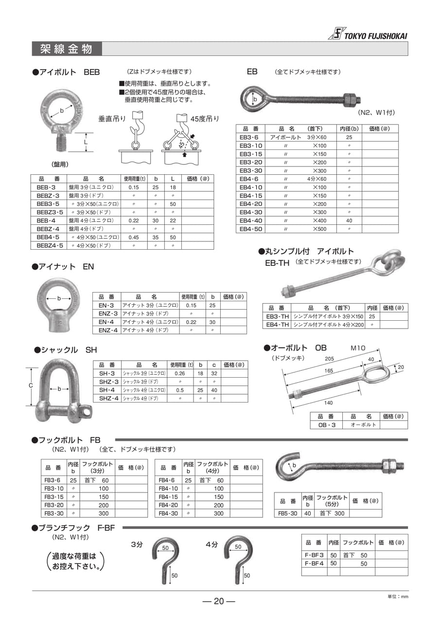 アイボルト アイナット シャックル ブランチフック