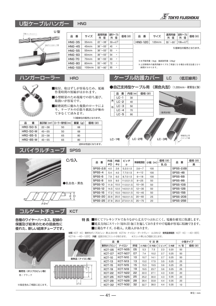 U型ケーブルハンガー ハンガーローラー スパイラルチューブ