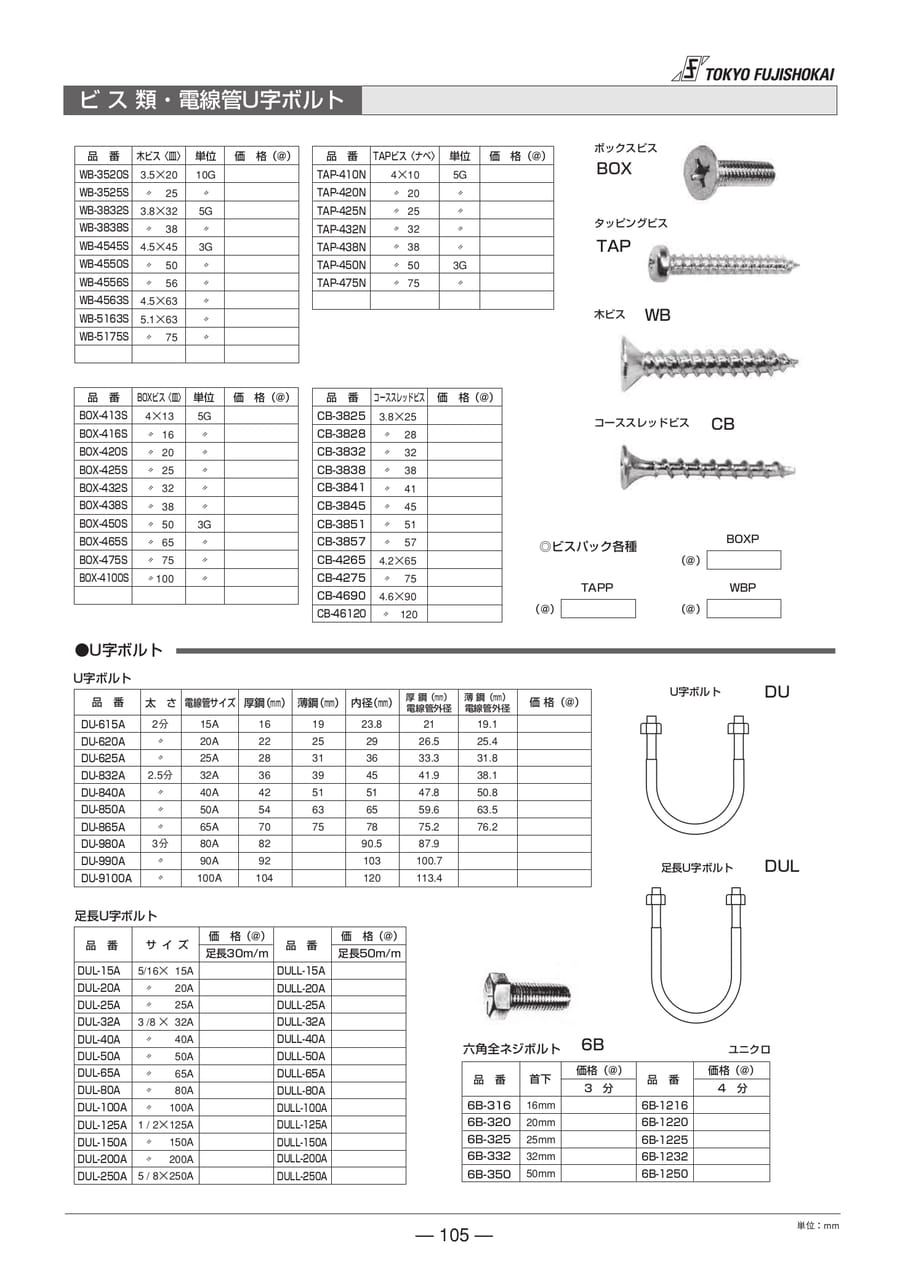 ビス類・電線管U字ボルト