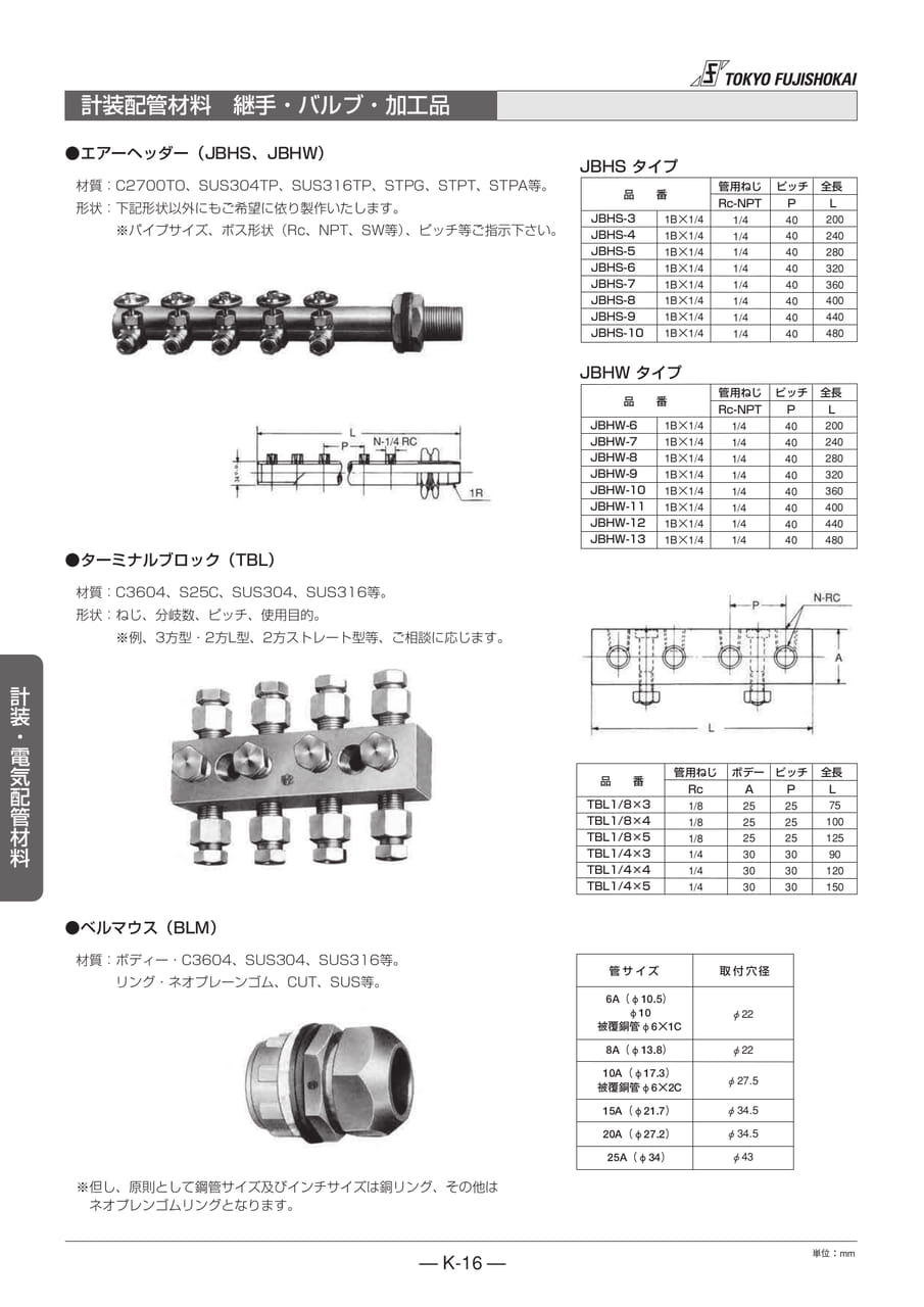計装配管材料 継手・バルブ・加工品