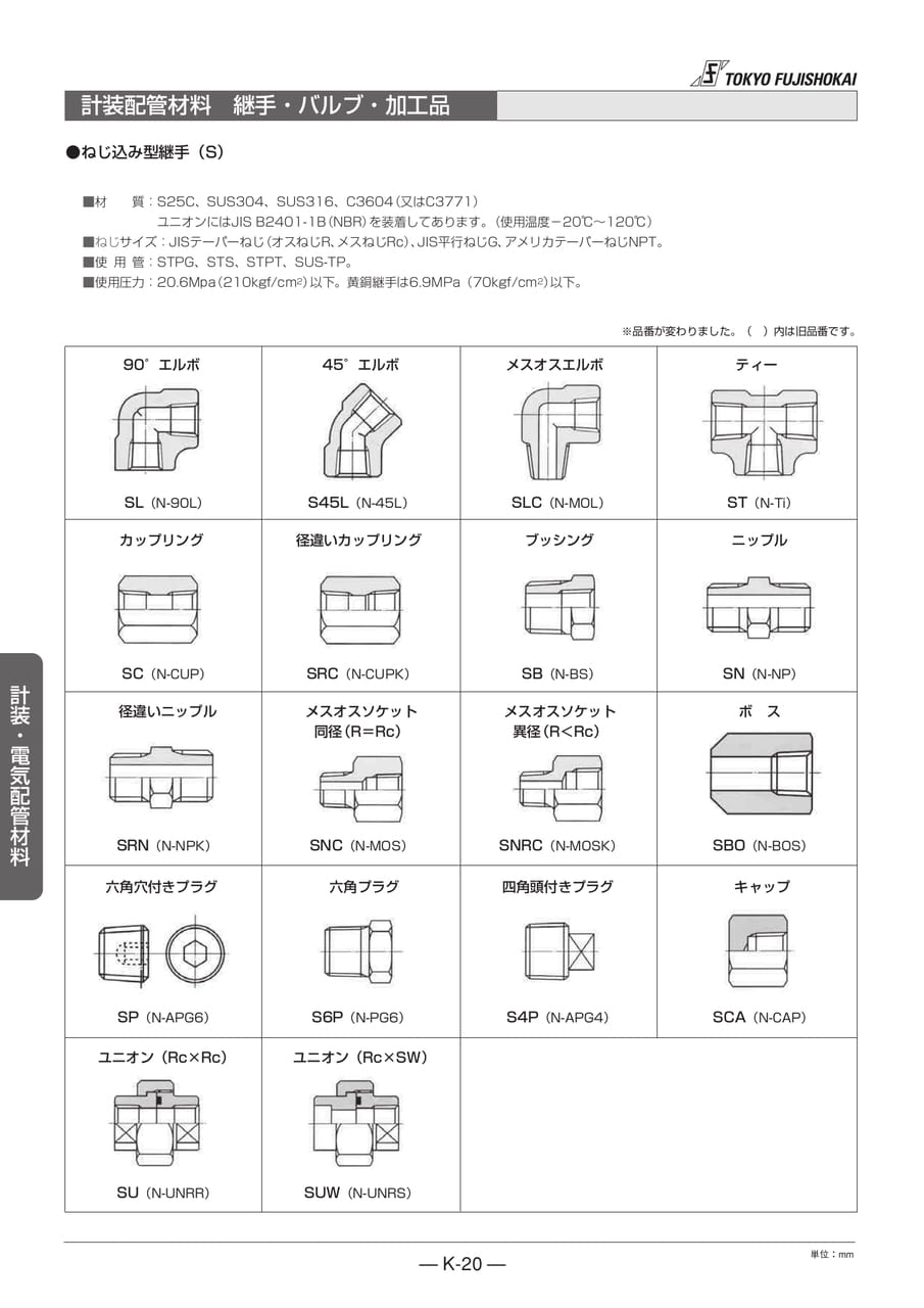 計装配管材料 継手・バルブ・加工品