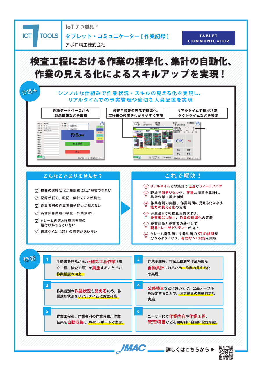 タブレット・コミュニケーター[作業記録] （アポロ精工株式会社）