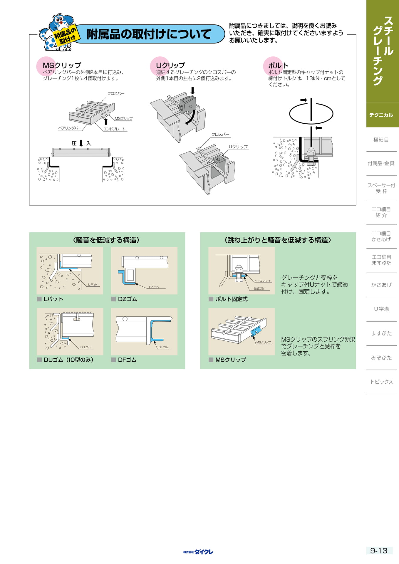 9-13 付属品の取り付けにてついて