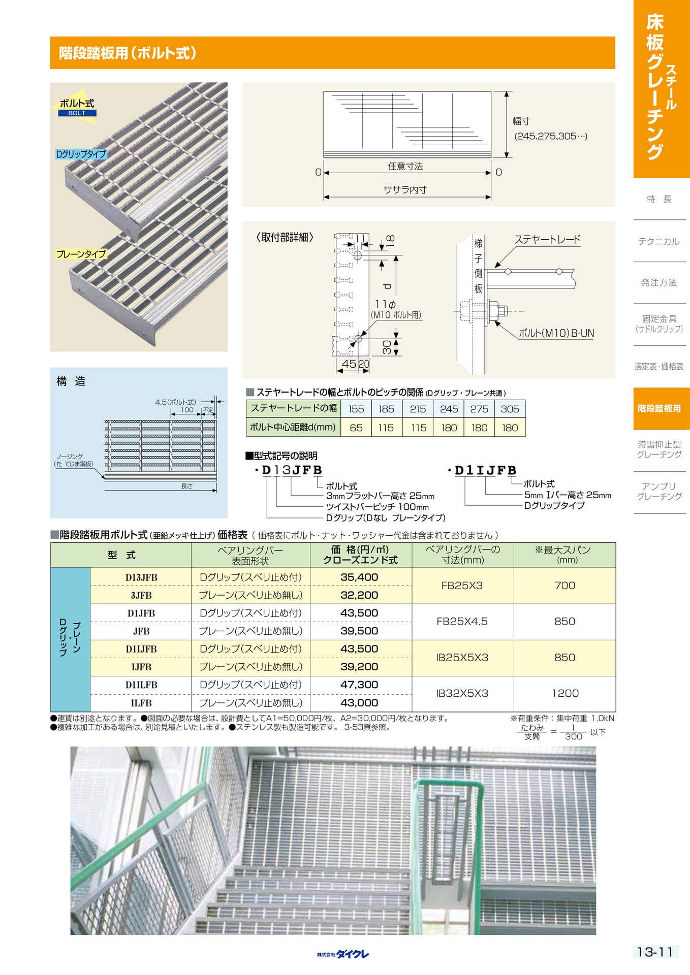 13-11 階段踏板用(ﾎﾞﾙﾄ式)
