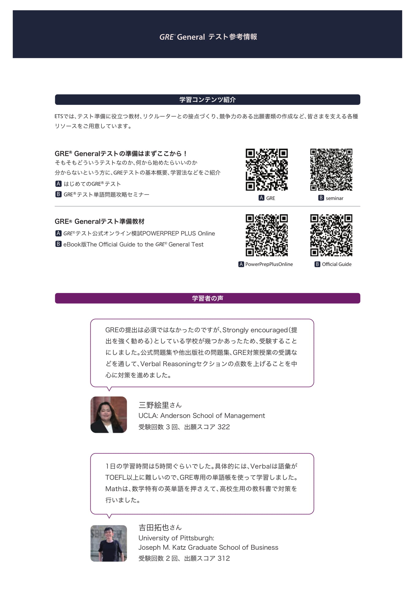 GRE Generalテスト参考情報