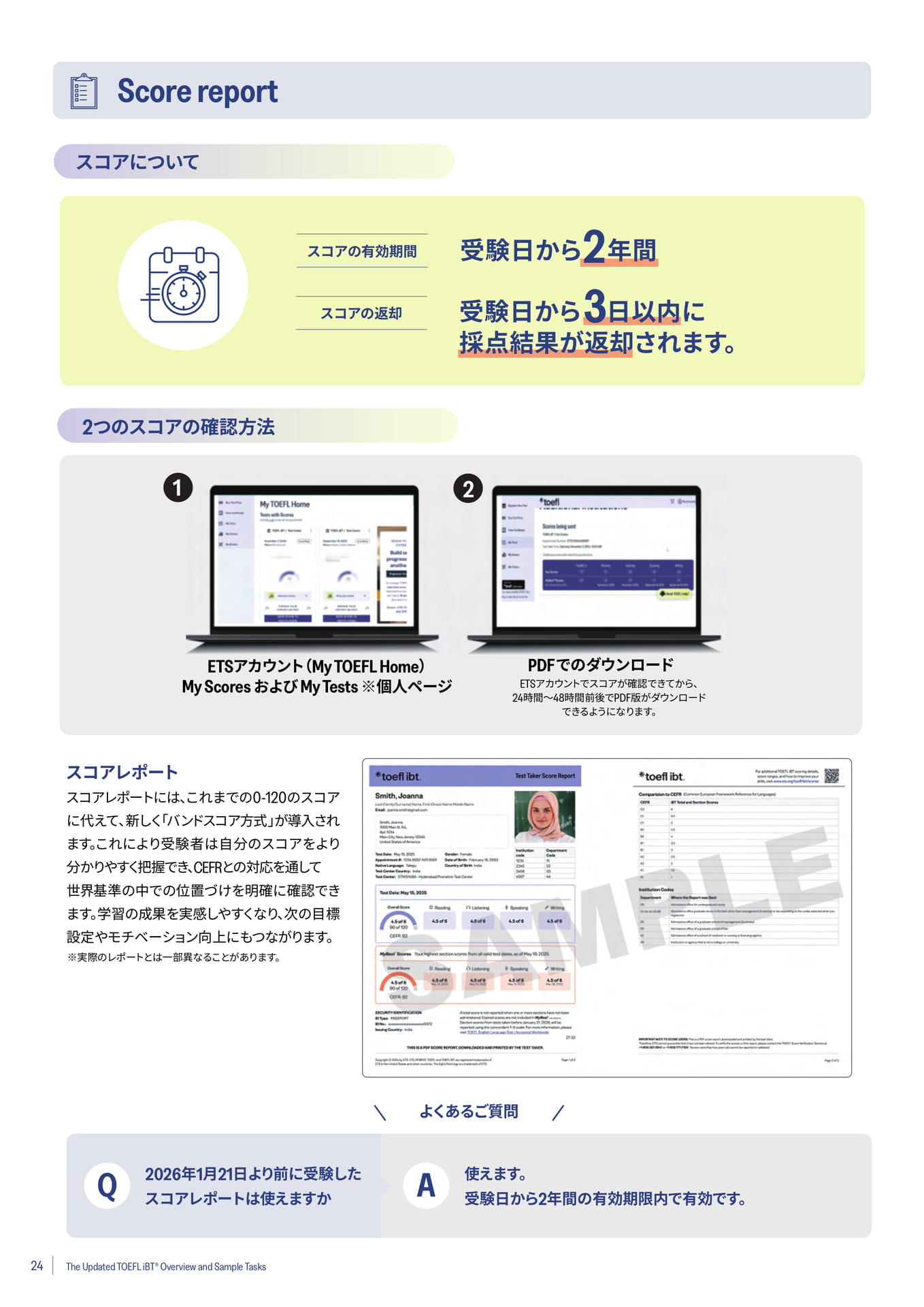TOEFL iBTスコアレポート