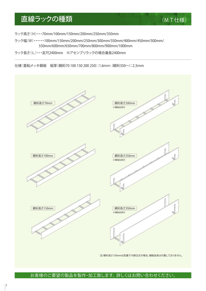 直線ラックの種類