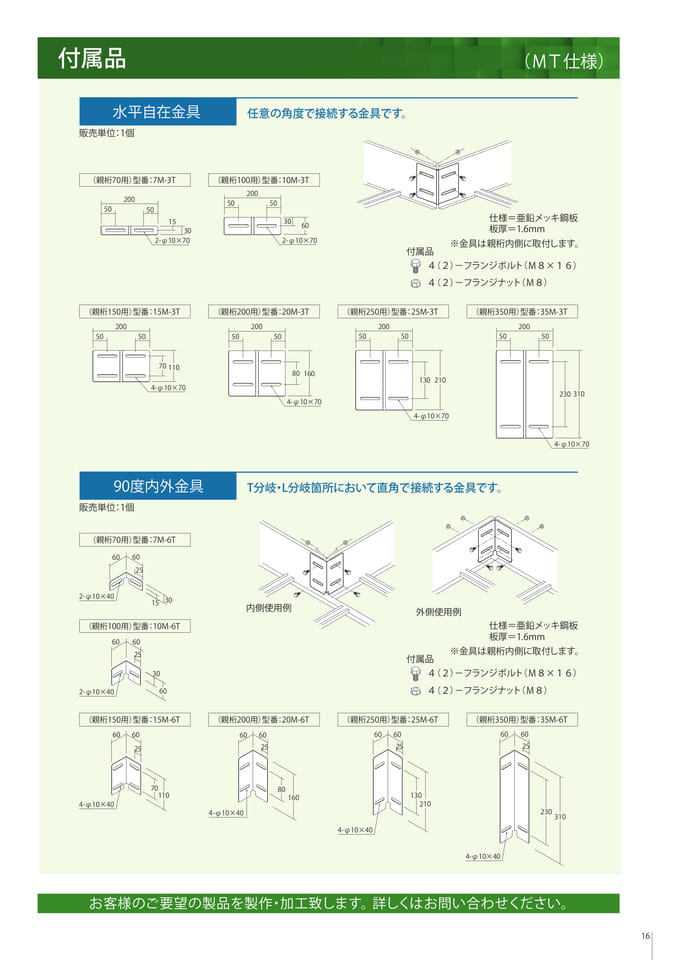 付属品　水平自在金具/90度内外金具