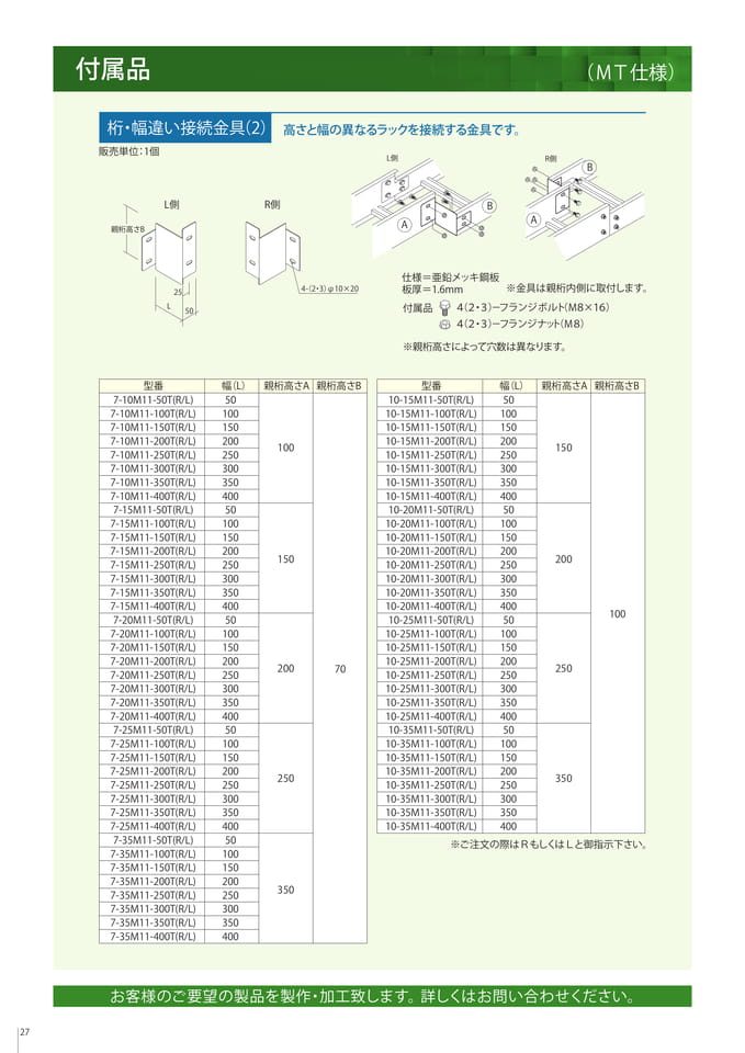 付属品　桁・幅違い接続金具（2）