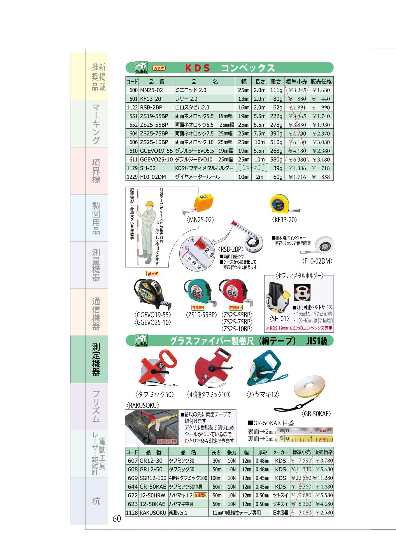 P.60 コンベックス 巻き尺(グラスファイバー製)