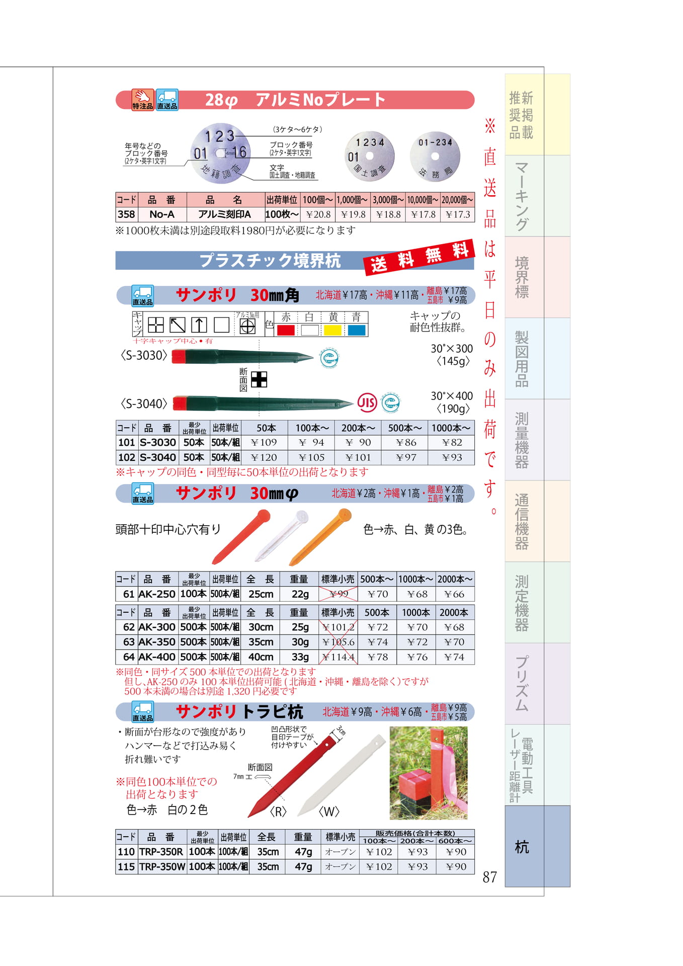 P.87 プラスチック杭① ミニ杭