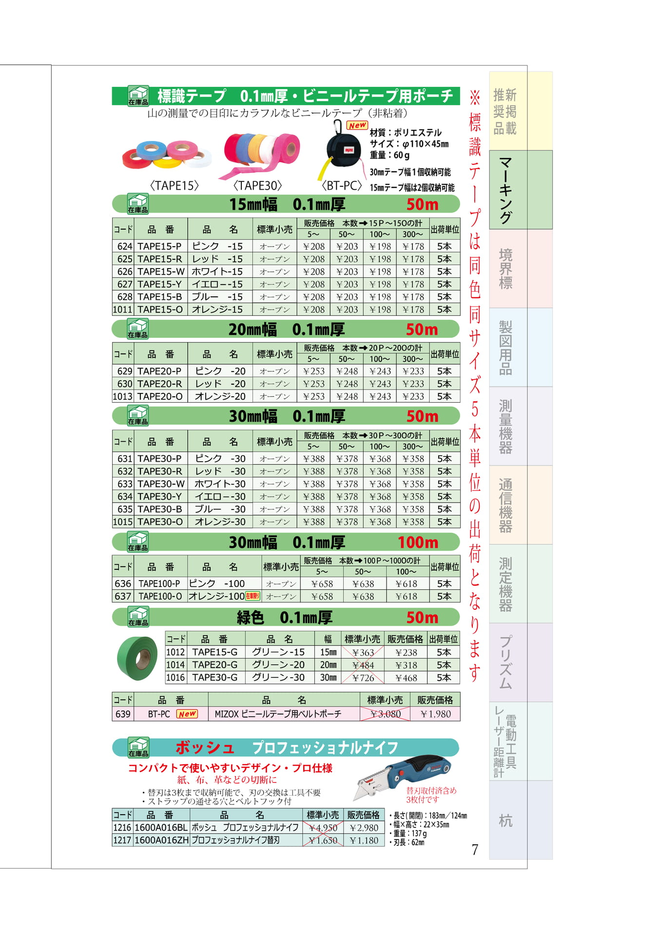 P.07　マーキング　標識テープ・カット用ナイフ