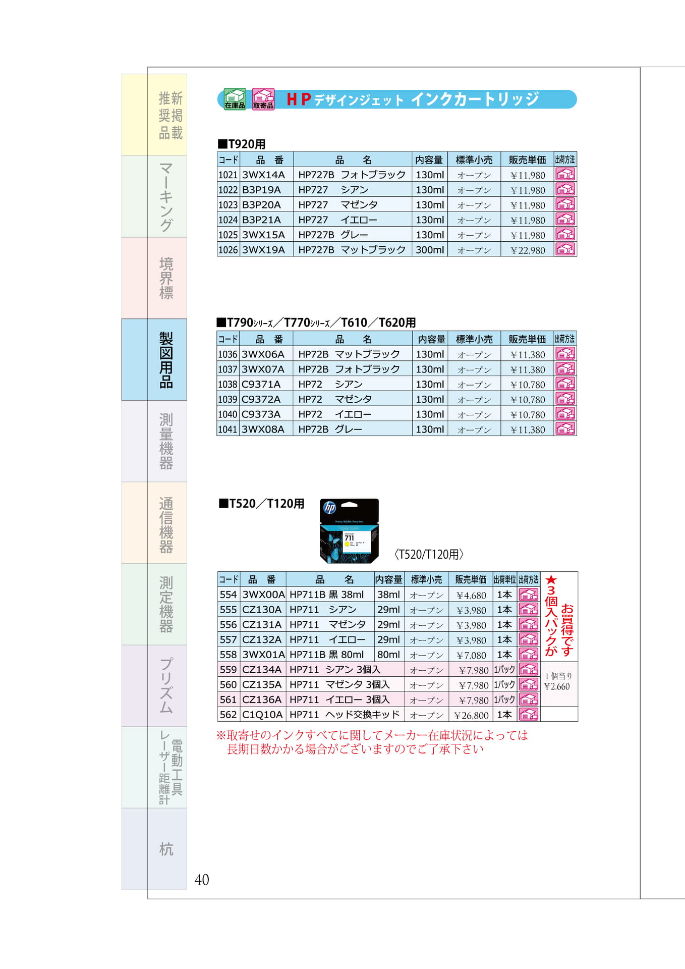 P.40　プリンター関連②　HPインクカートリッジ