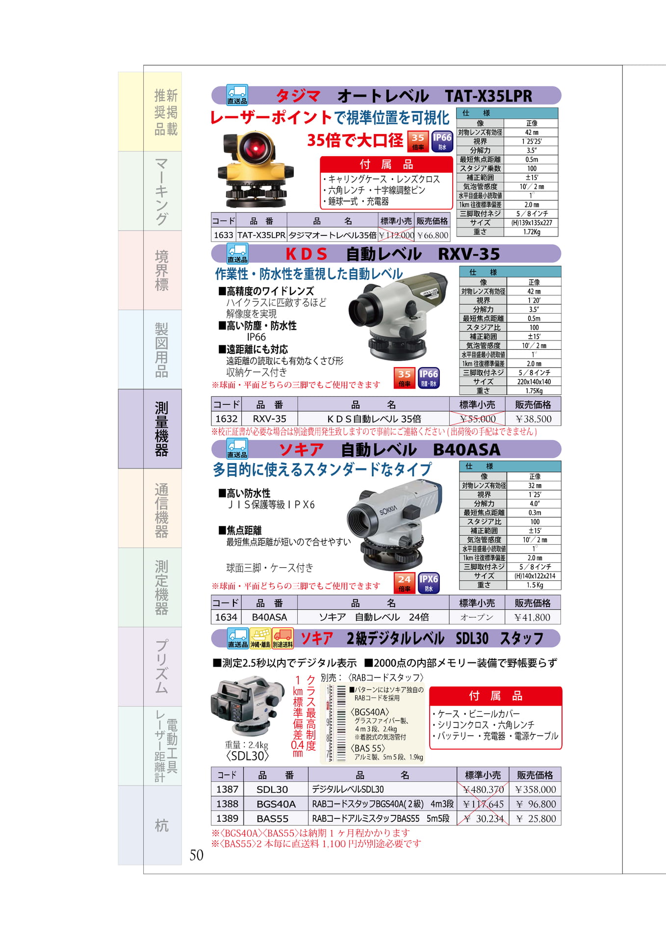 P.50　オートレベル　デジタルレベル