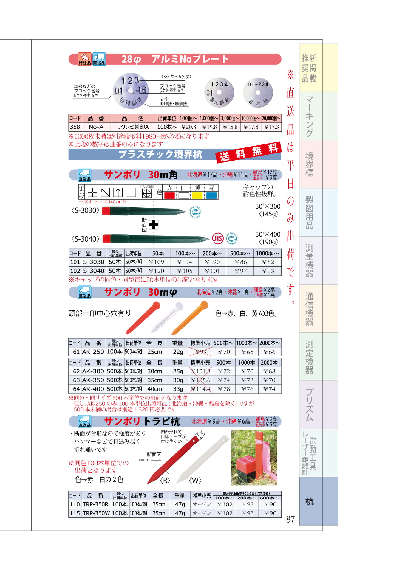 P.87　プラスチック杭①　ミニ杭