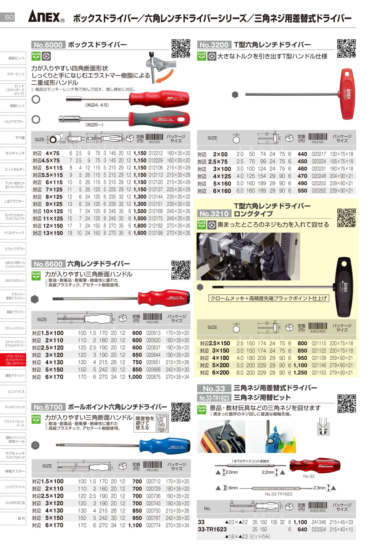 ボックスドライバー／六角レンチドライバーシリーズ／三角ネジ用差替式ドライバー		