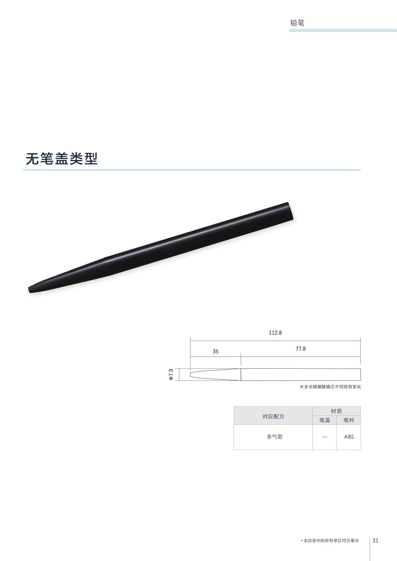 单头笔类型