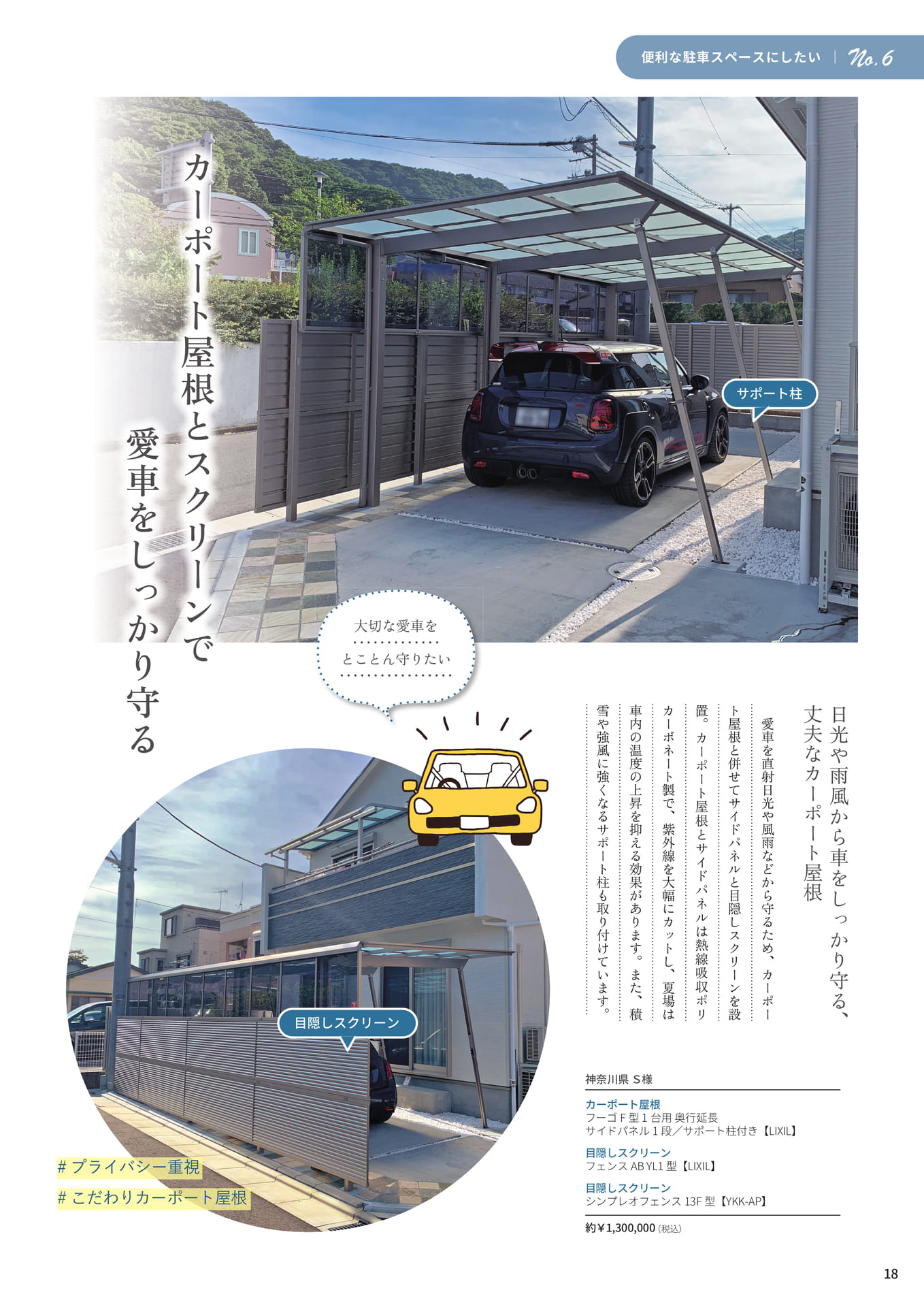 P.18 カーポート屋根とスクリーンで愛車をしっかり守る