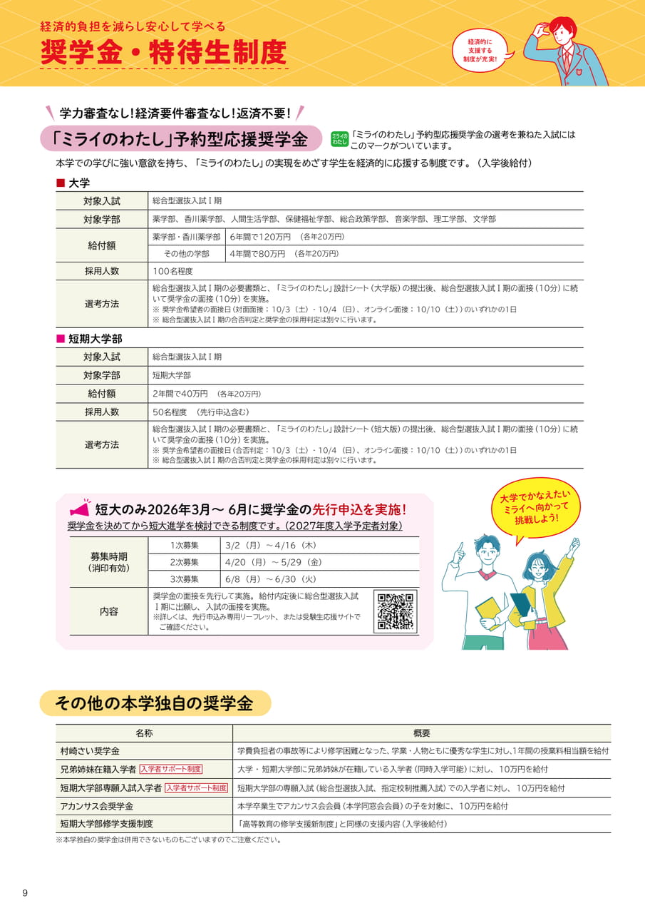 奨学金・特待生制度