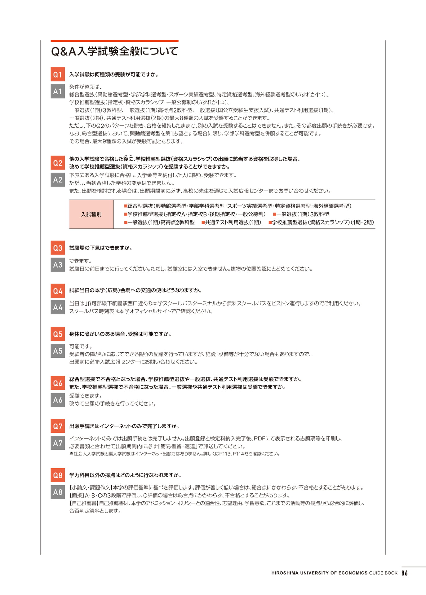 入学試験情報