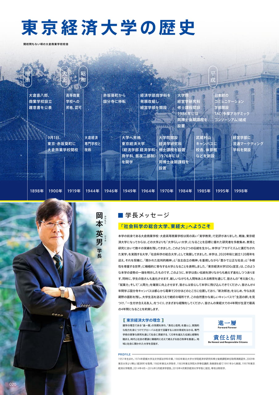 020　東京経済大学の歴史・学長メッセージ