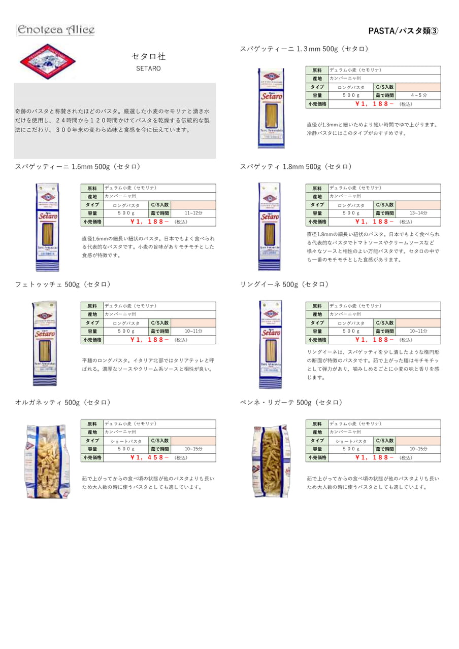 パスタ類③