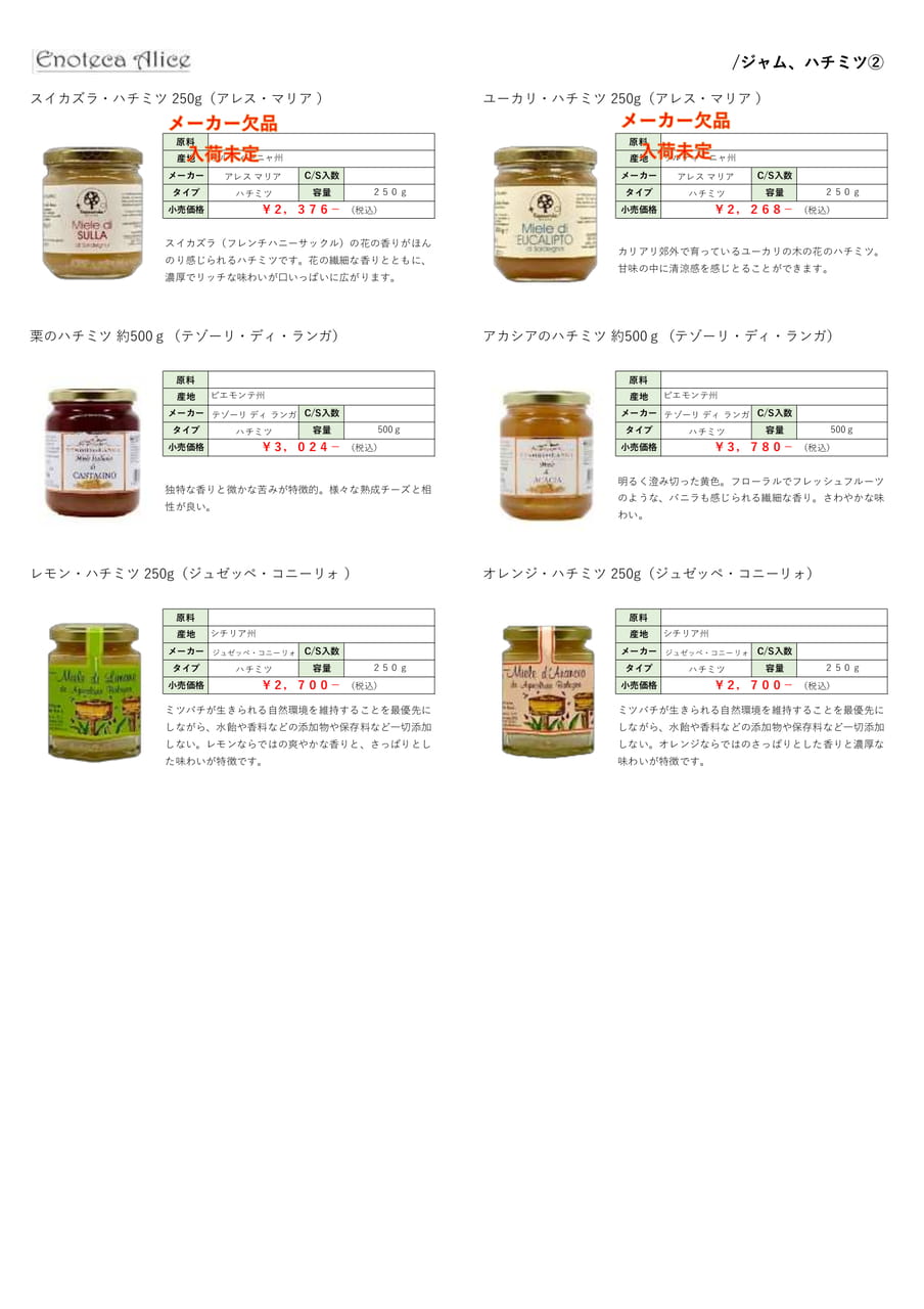 ジャム、ハチミツ②