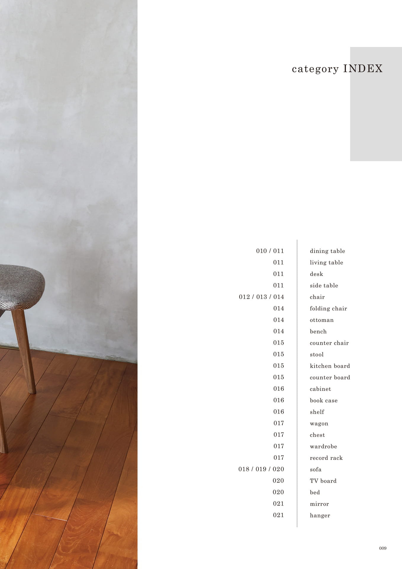 009 | category INDEX