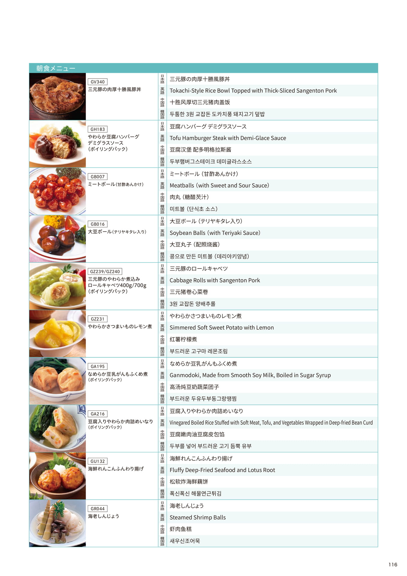 ビュッフェに使えるメニュー名翻訳_朝食メニュー②