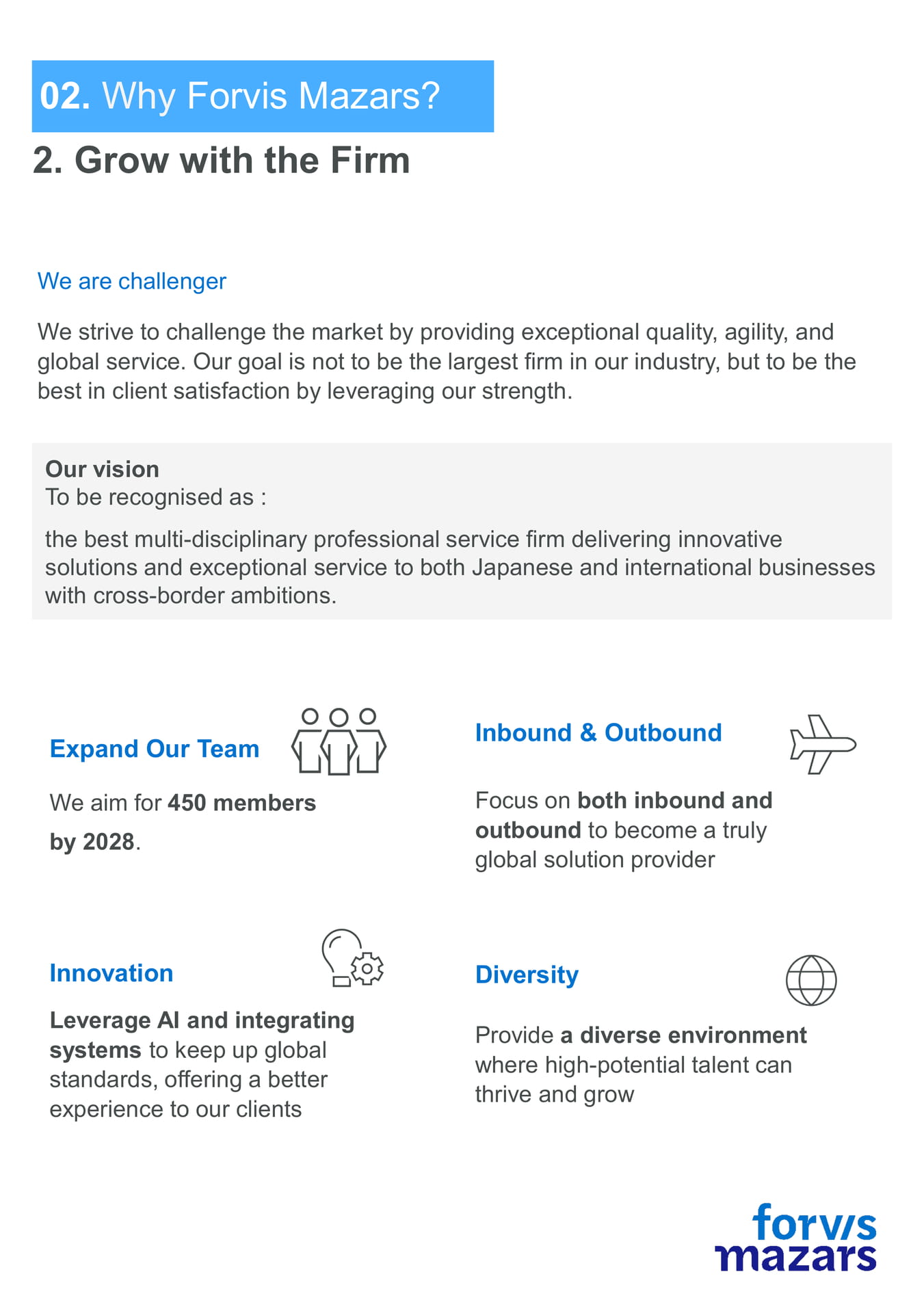 Grow with the Firm-We are challenger