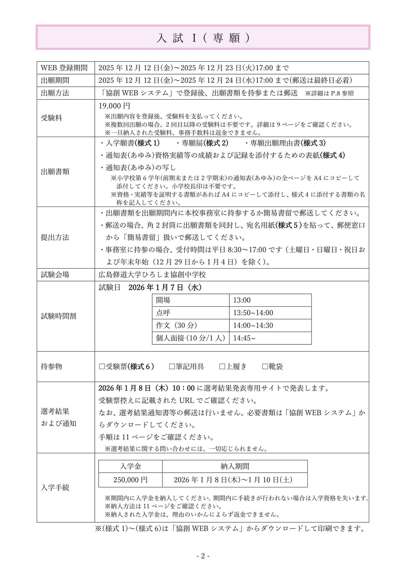 P2.入試Ⅰ 専願