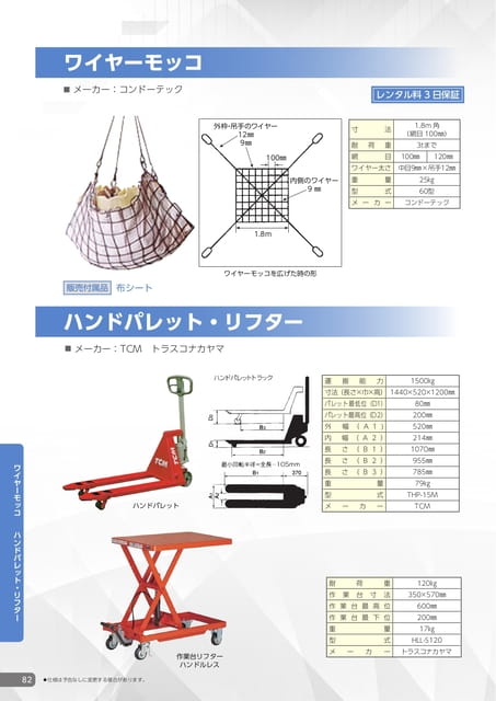 ワイヤーモッコ・ハンドパレット
