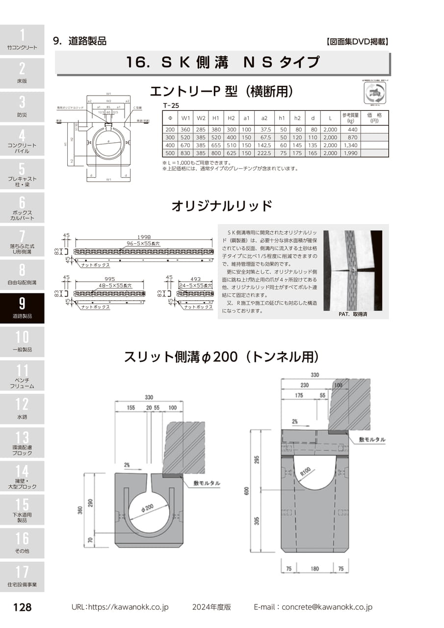 スリット側溝 128