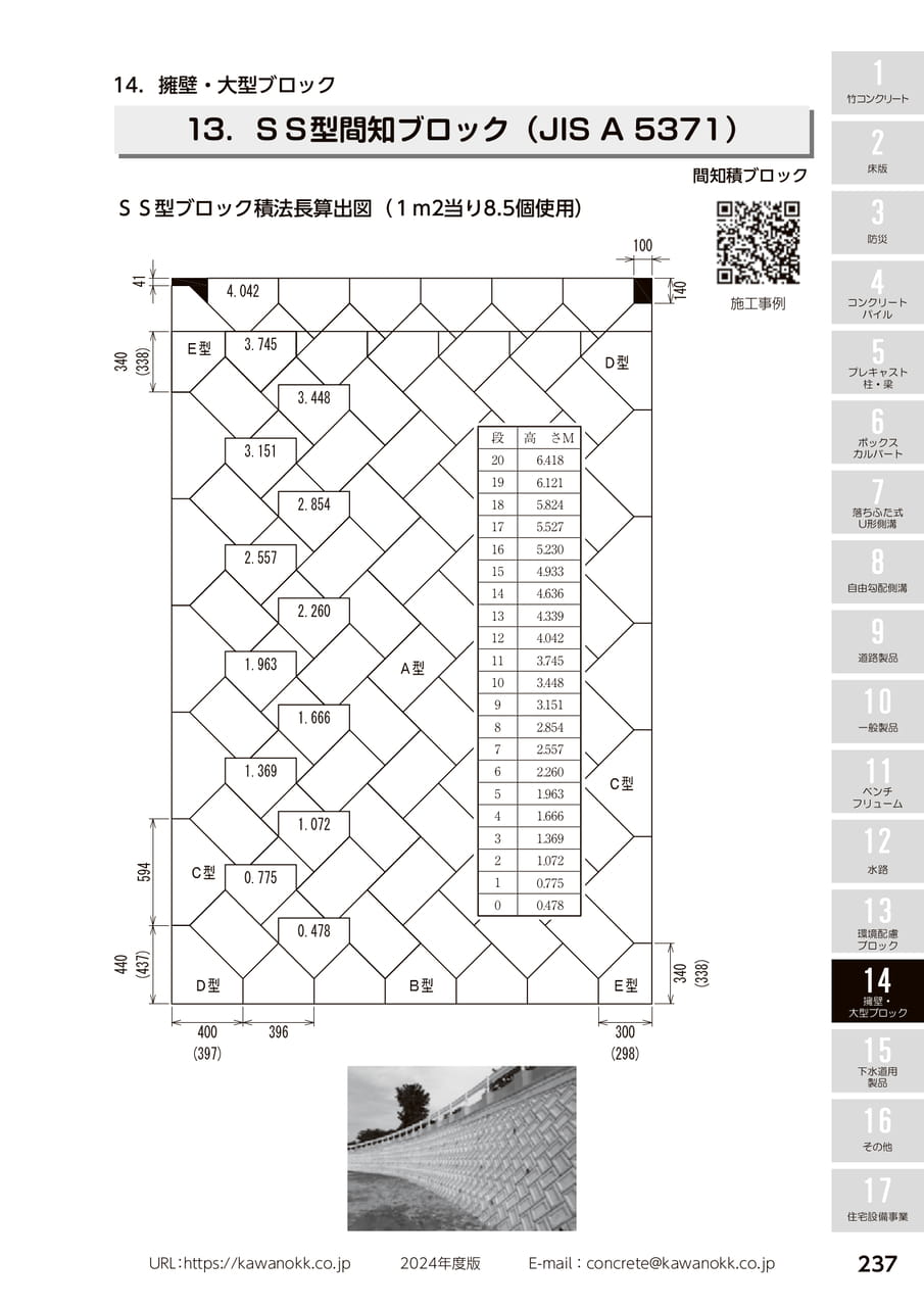 SS型間知ブロック 237