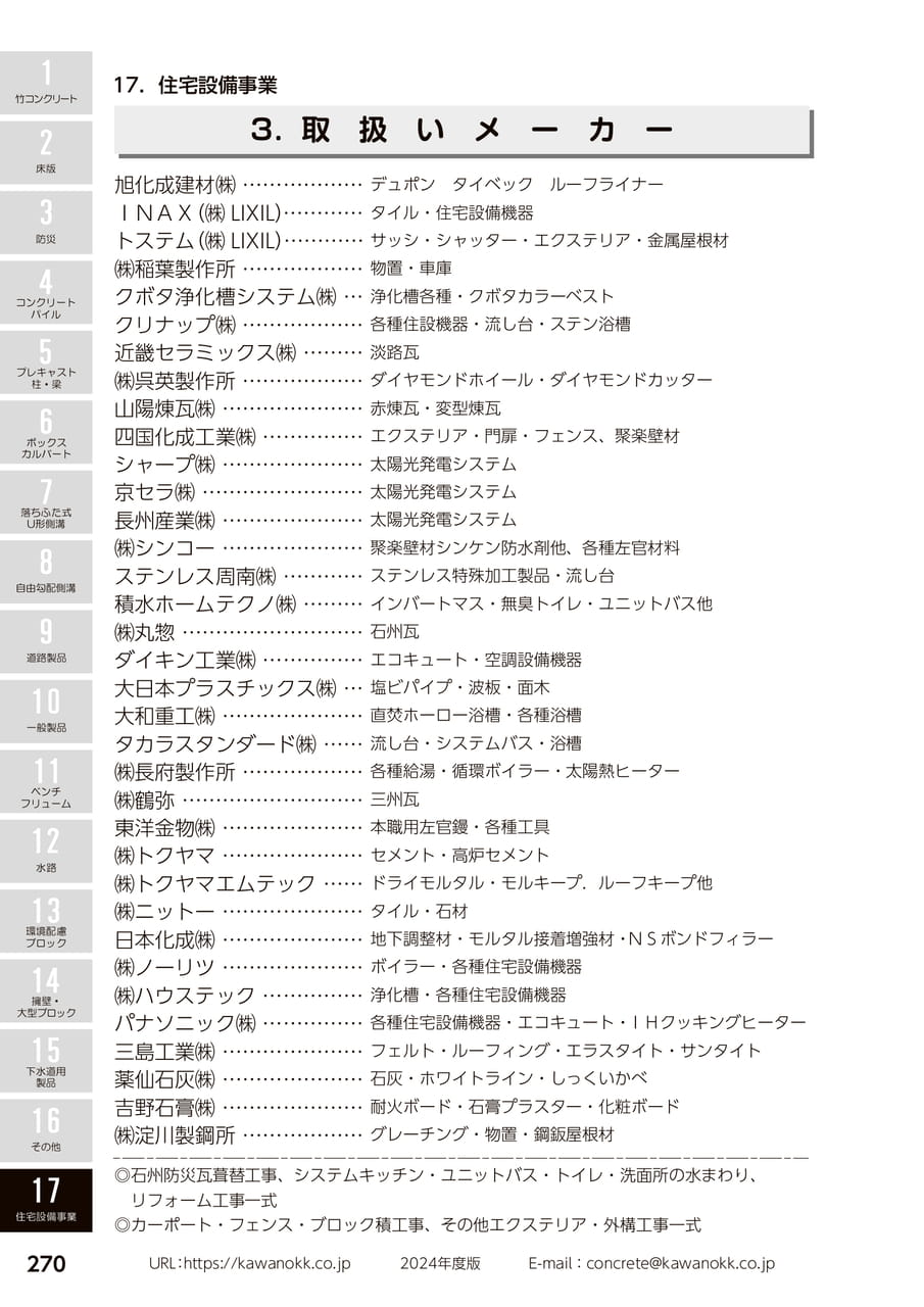 取り扱いメーカー 270