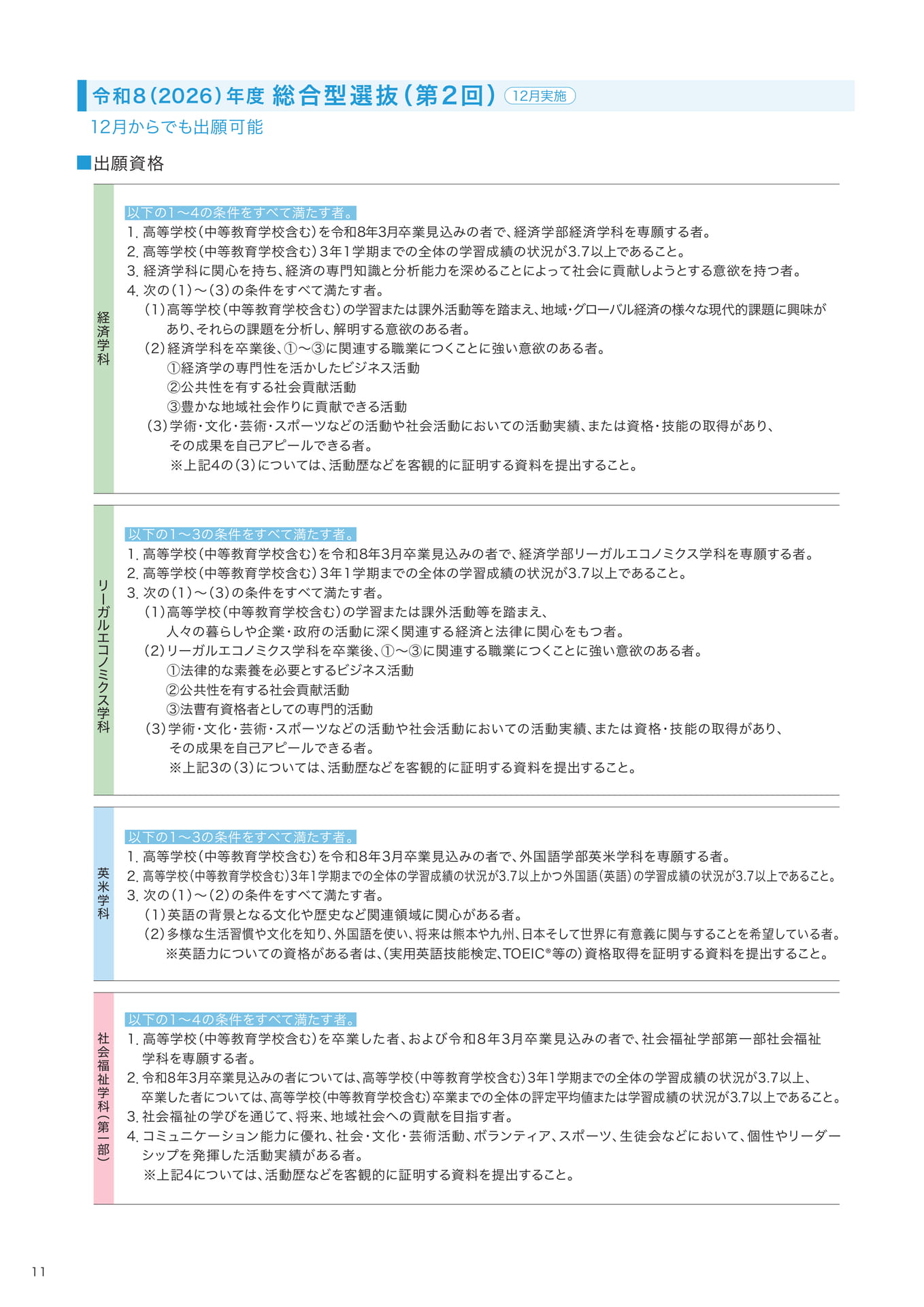 P11　総合型選抜（第2回）  