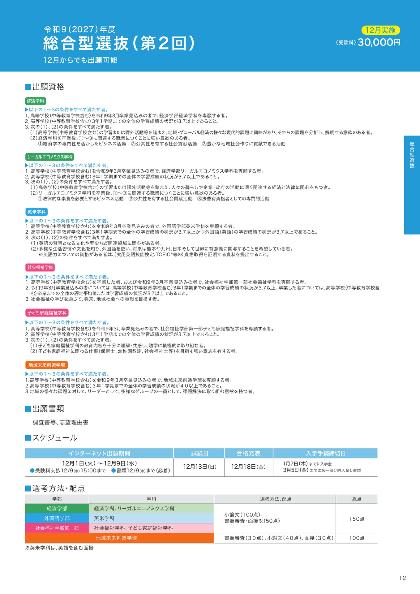 P12　総合型選抜（第2回）  