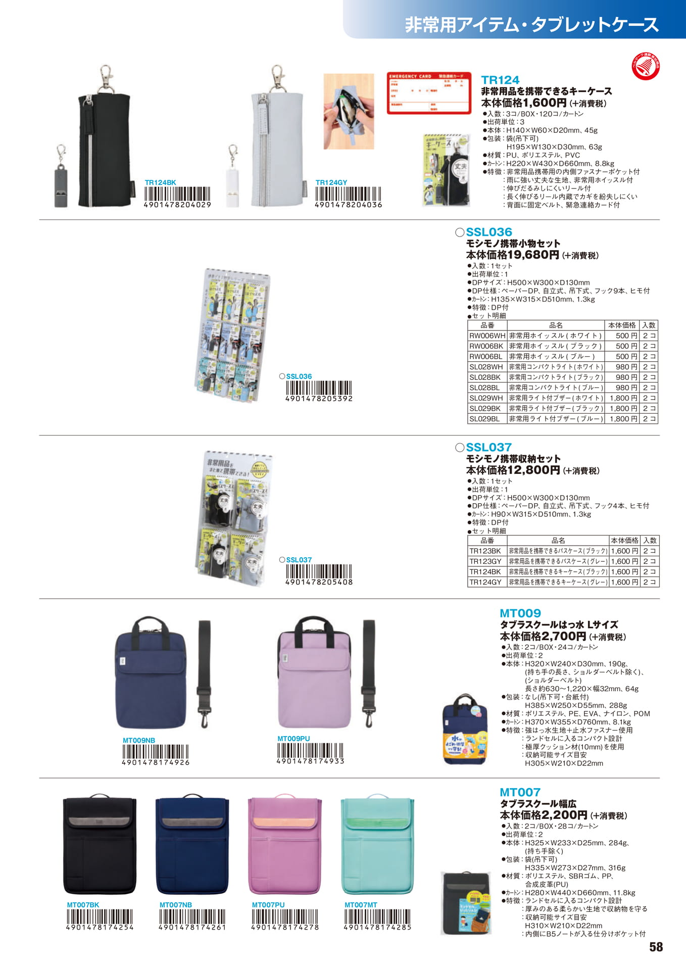 P.58　非常用アイテム・タブレットケース	