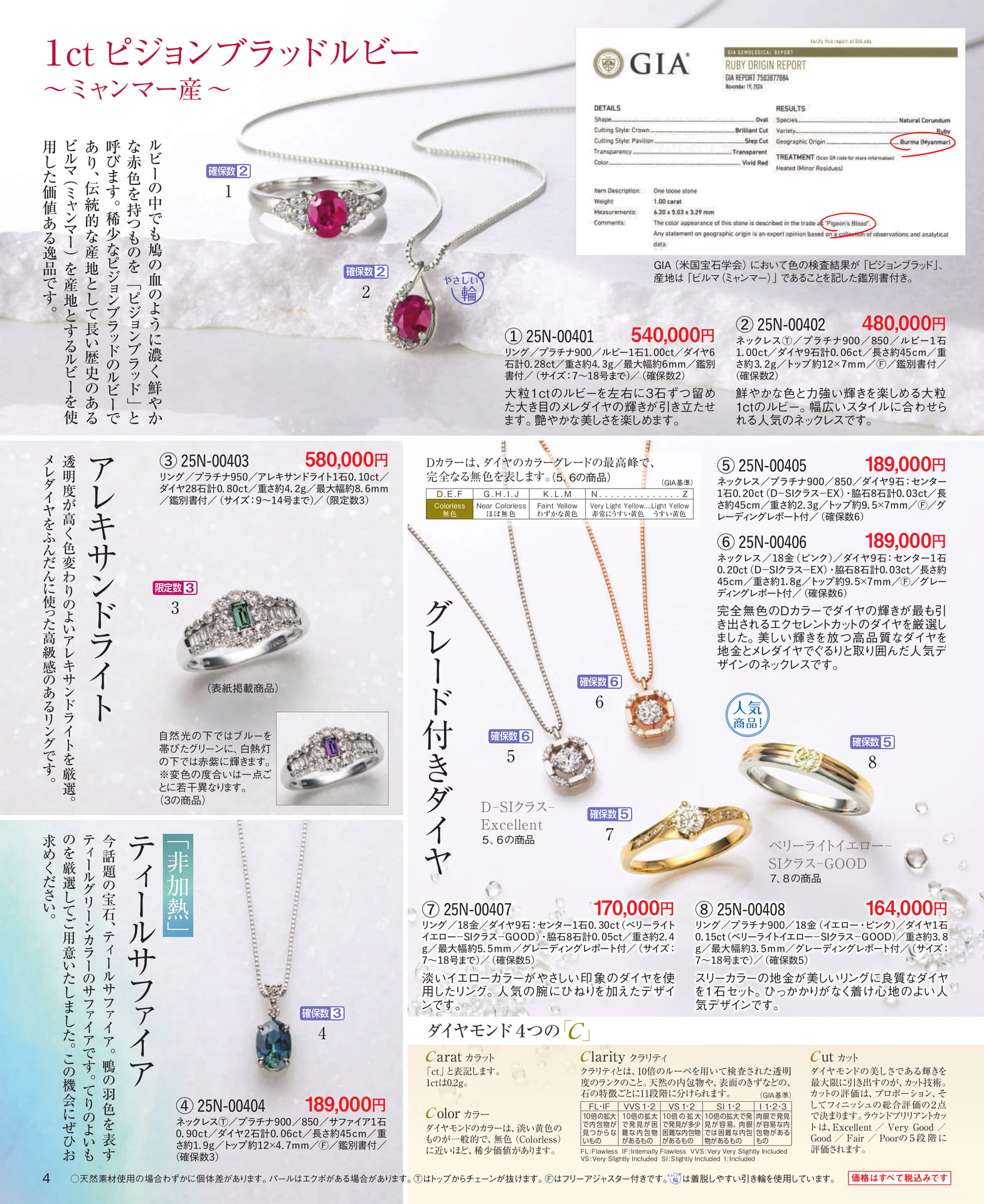 Page 04 1ct ピジョンブラッドルビー/アレキサンドライト/グレード付きダイヤ