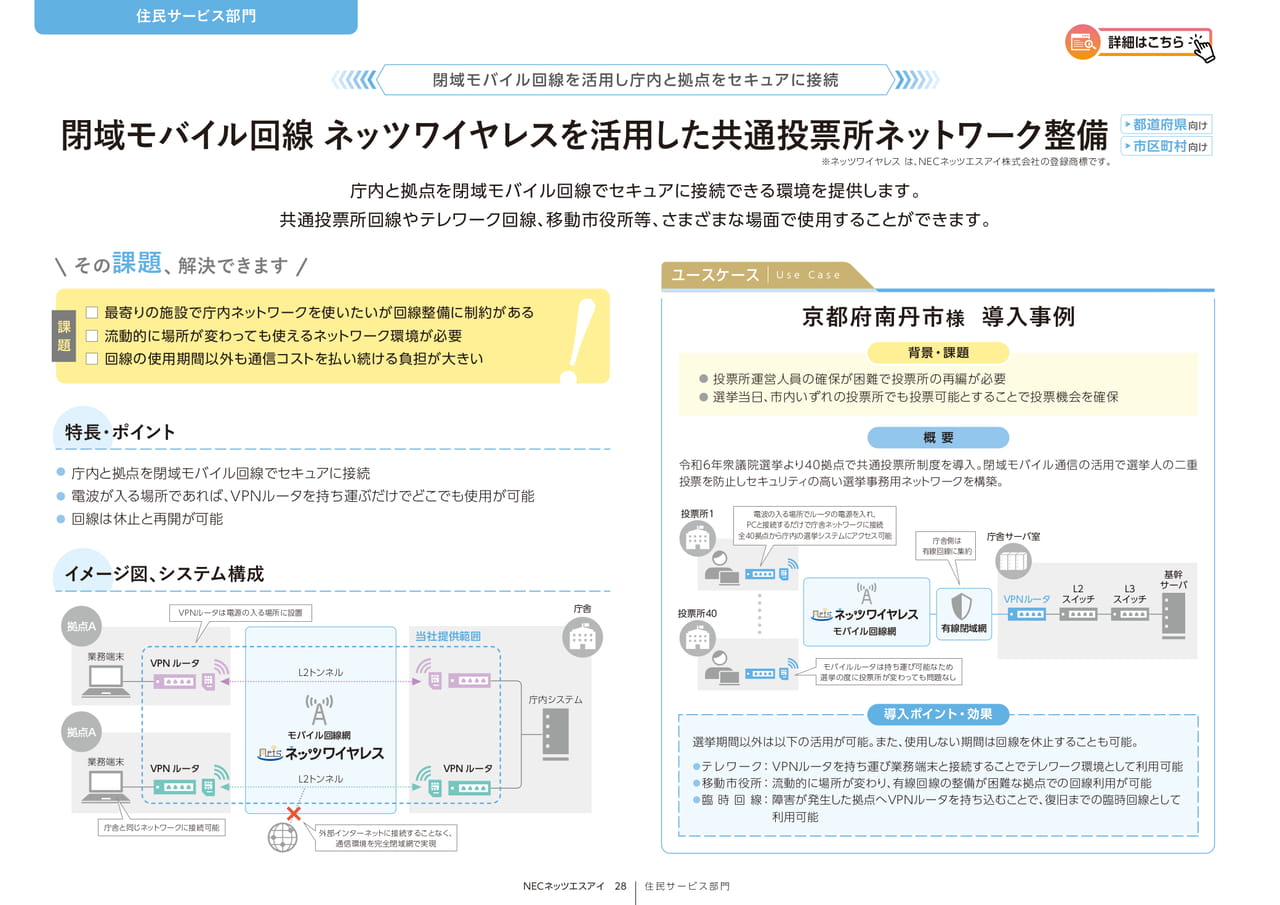 Page 28_閉域ﾓﾊﾞｲﾙ回線 ﾈｯﾂﾜｲﾔﾚｽを活用した共通投票所ﾈｯﾄﾜｰｸ整備