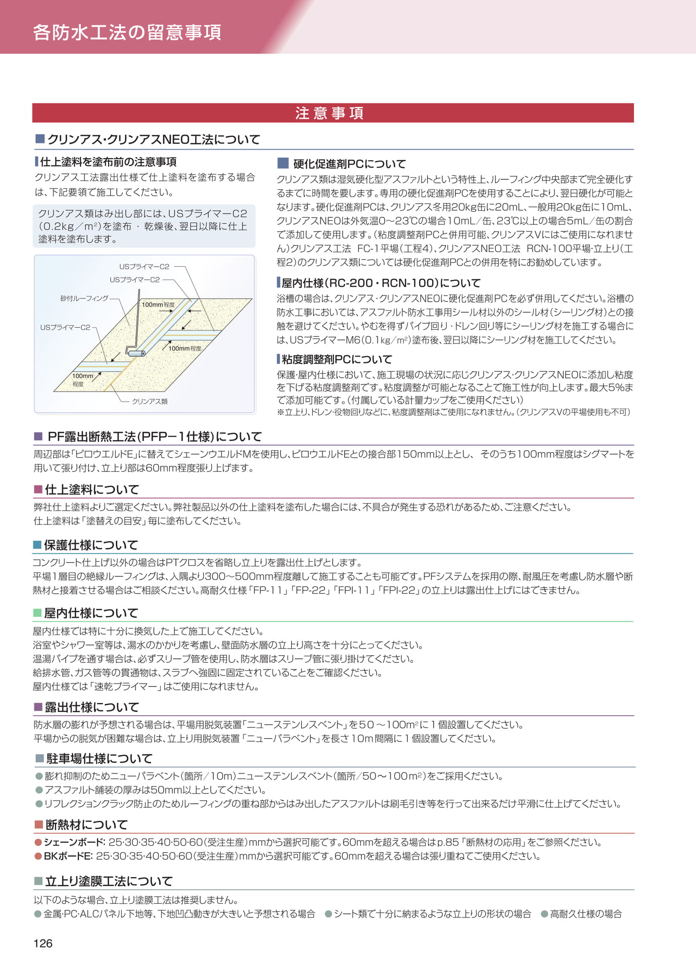 各防水工法の留意事項