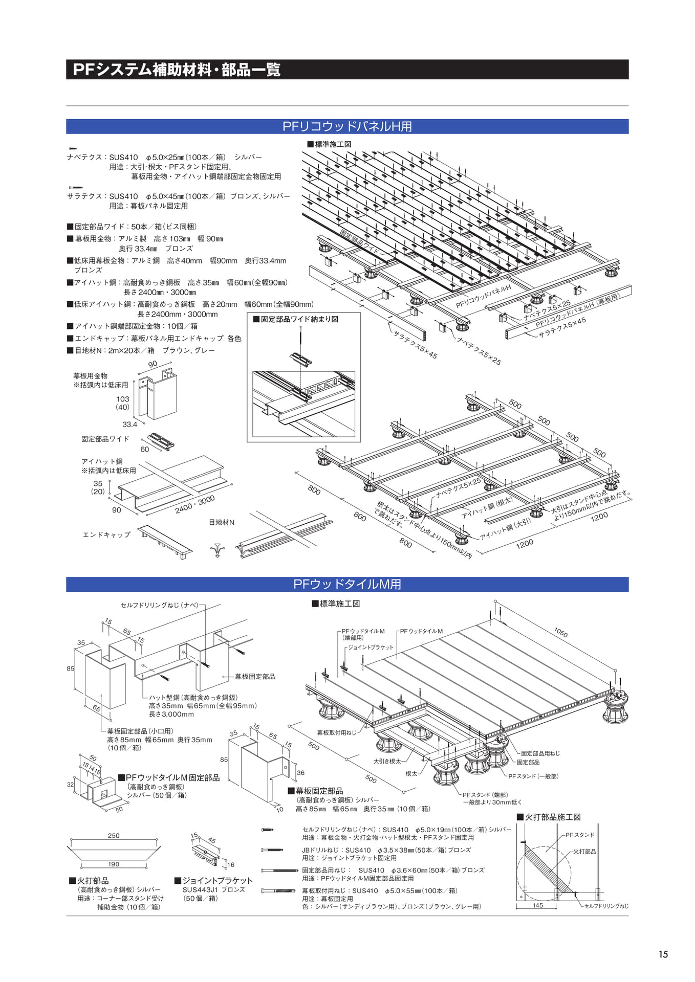 補助材料・部品一覧