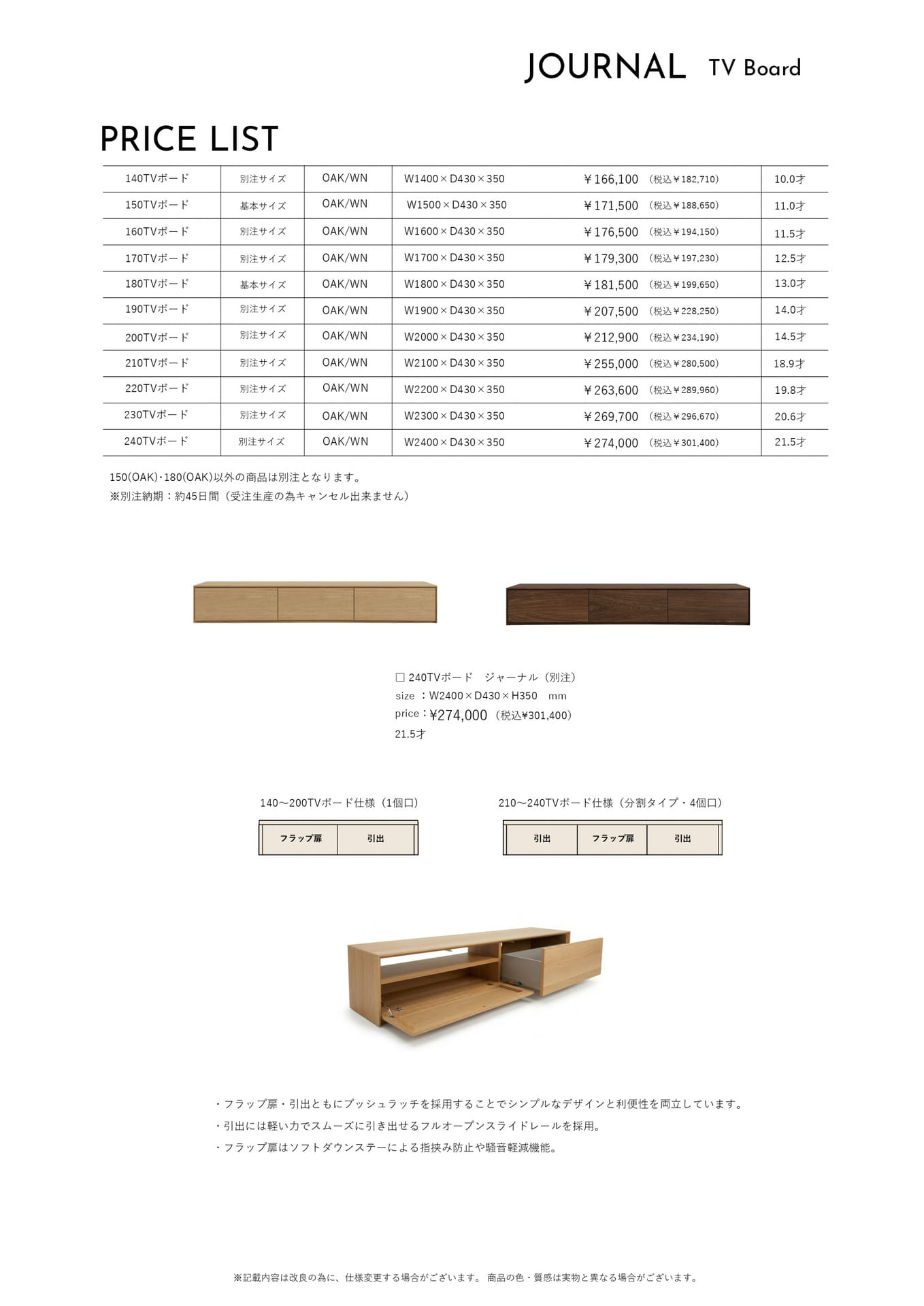 Page 09　TVボード　ジャーナル　プライスリスト	