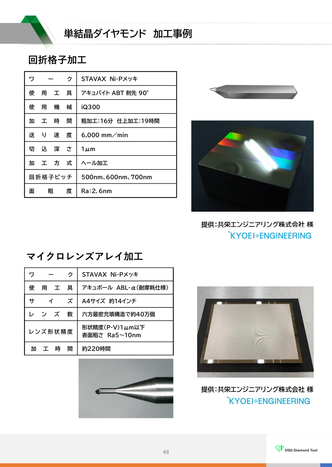 単結晶ダイヤモンド加工事例