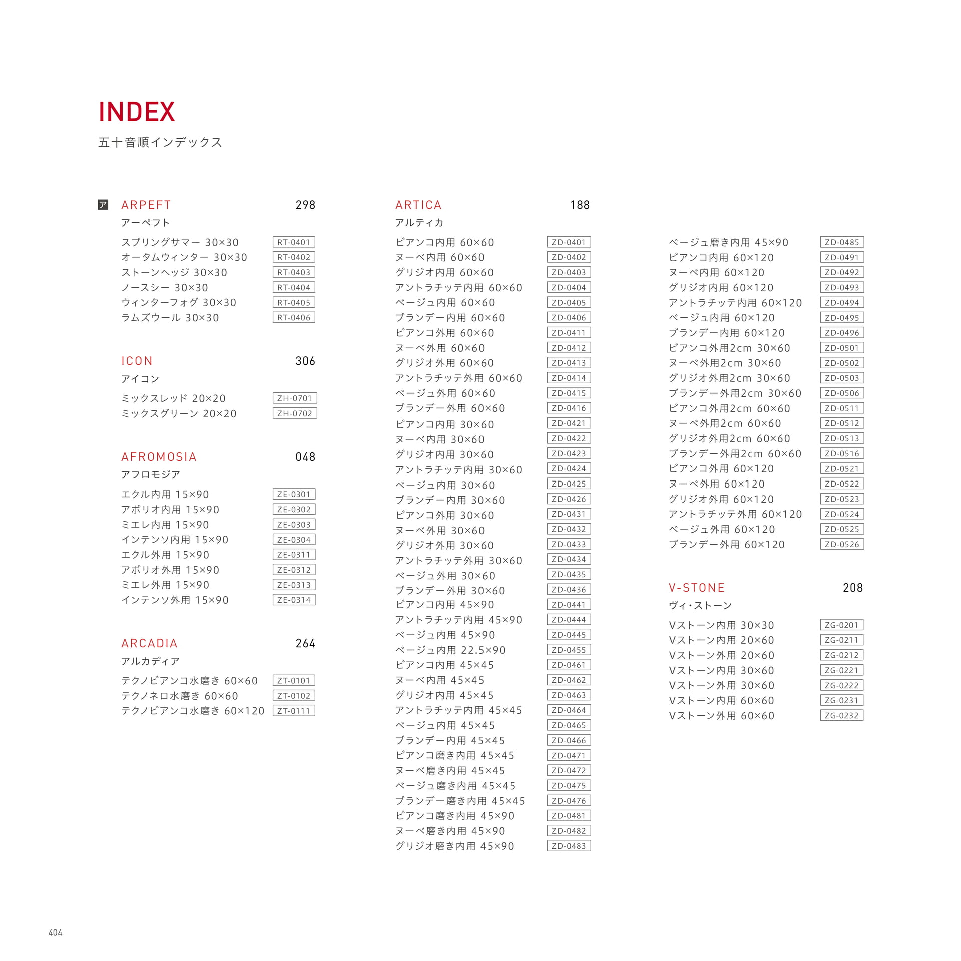 INDEX 50音順インデックス
