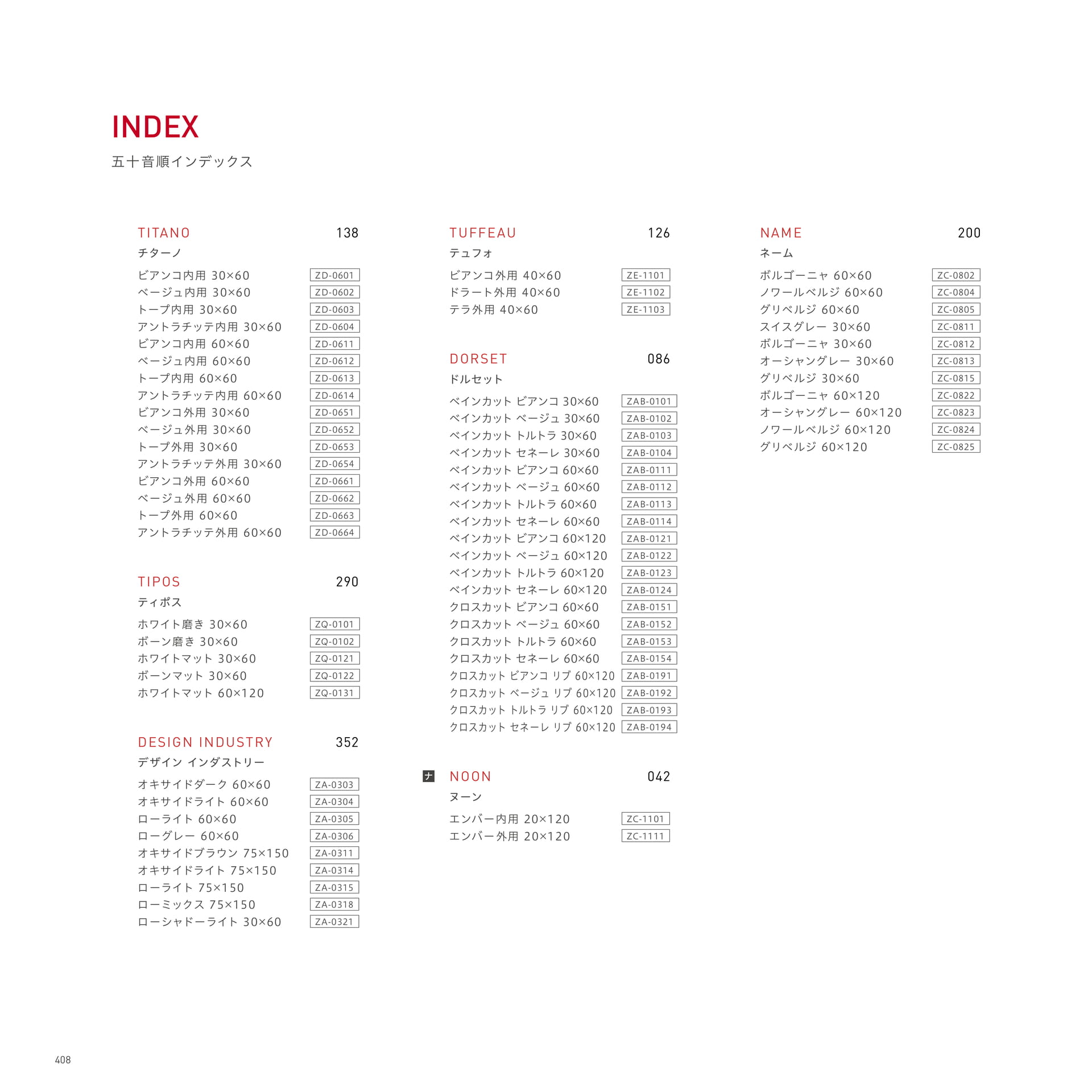 INDEX 50音順インデックス