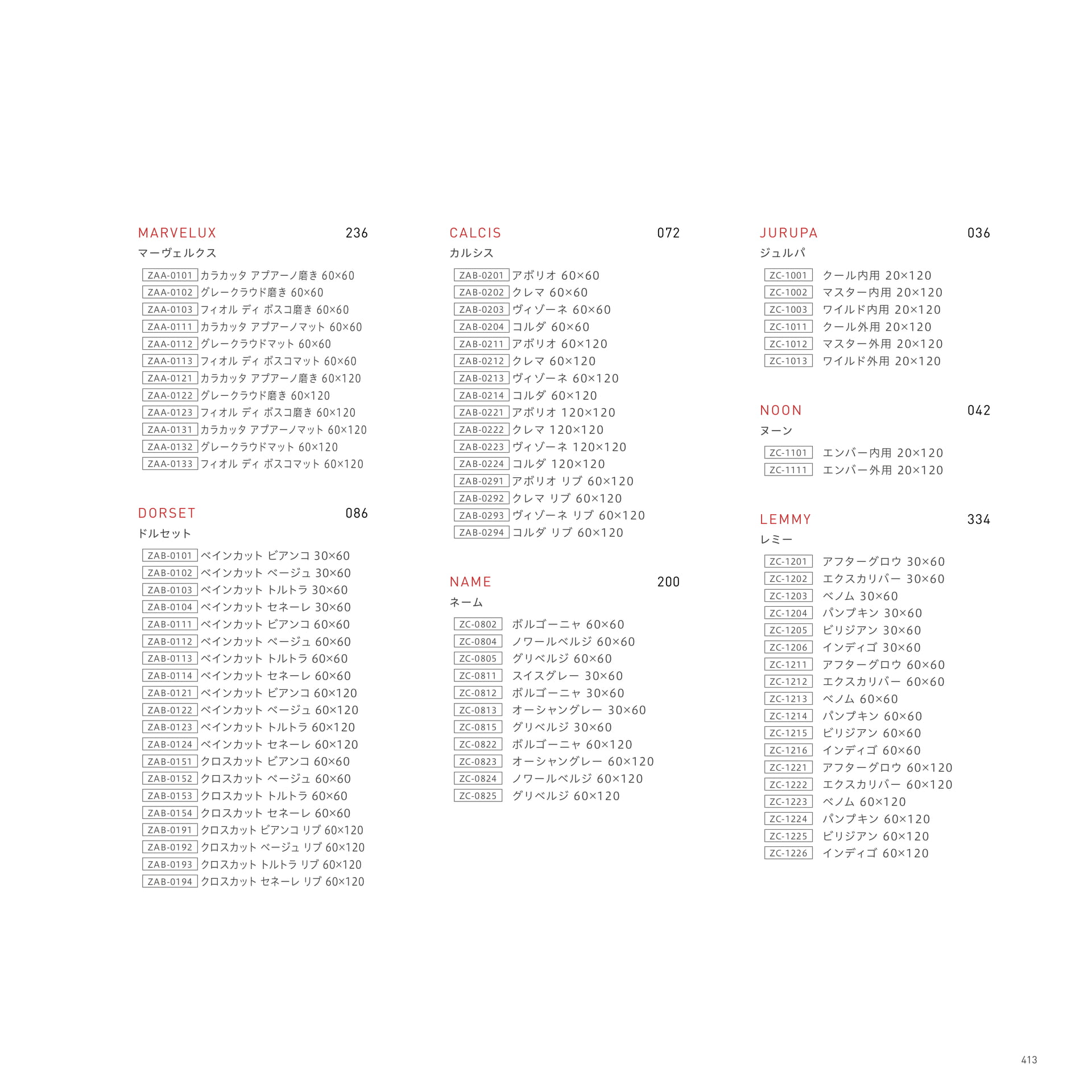 INDEX 品番順インデックス