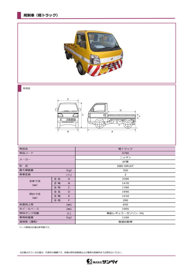 規制車(軽トラック)