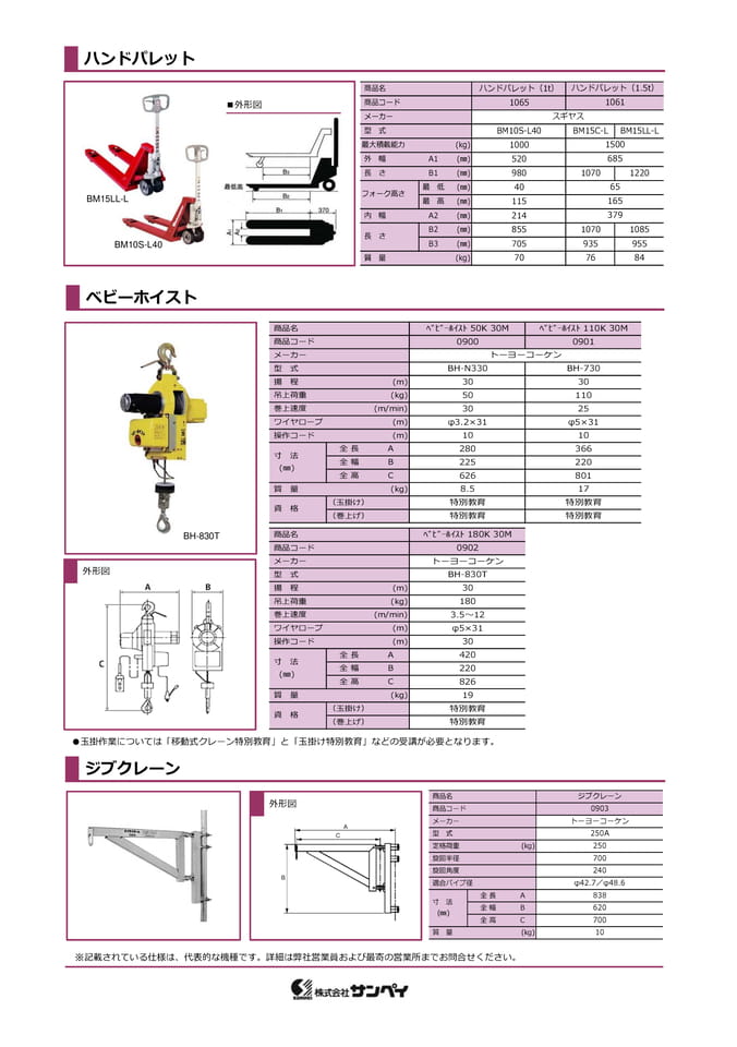 パレット・ホイスト・ジブクレーン