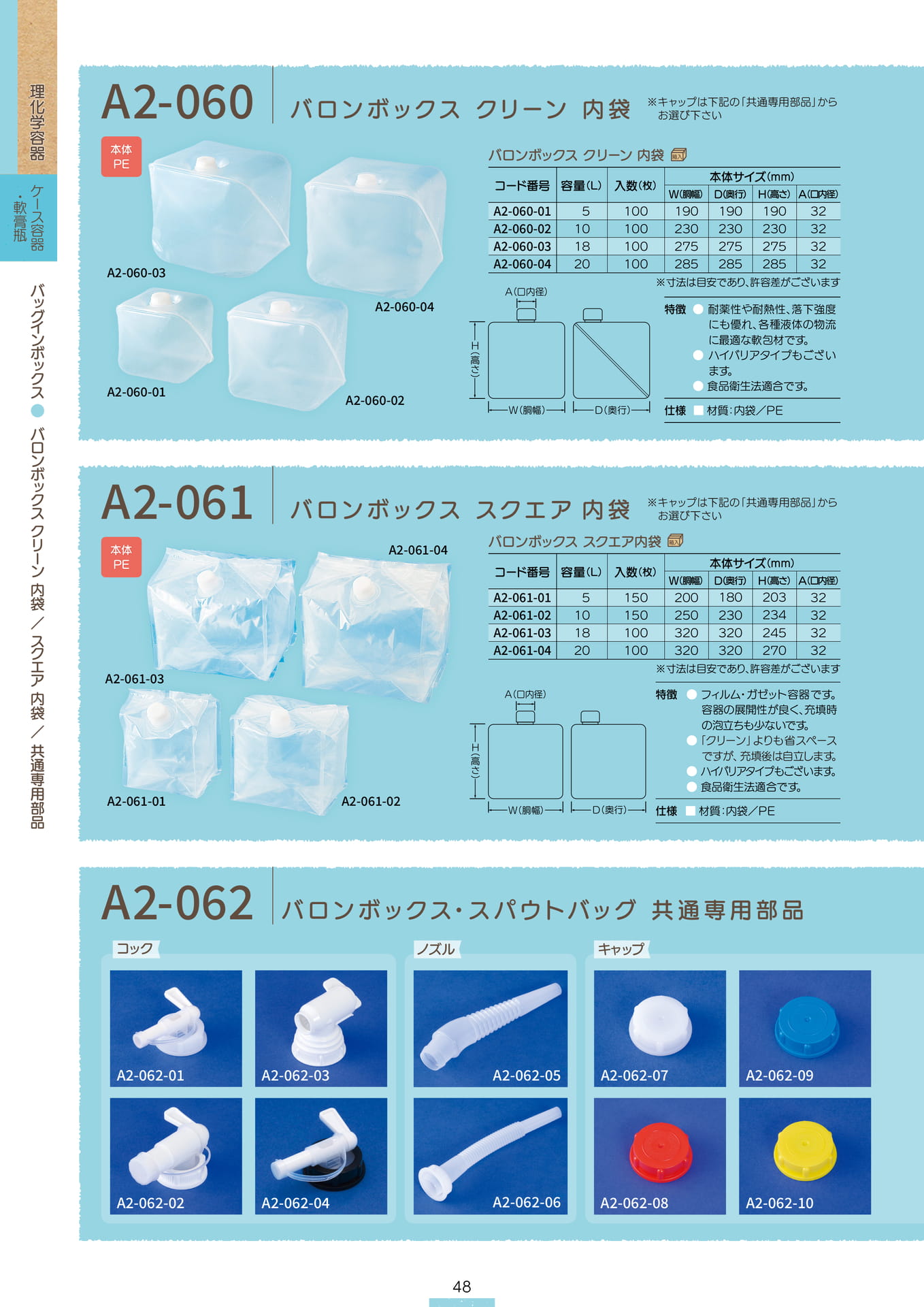 P.050 バッグインボックス A2-060①/A2-061①/A2-062① (表記上P.048)